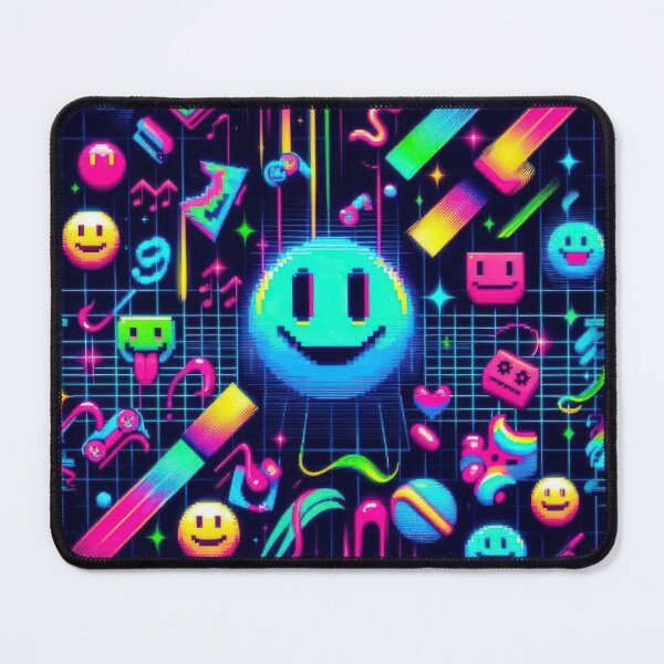 Item preview, Neon Color Emoticons pattern 90s arcade,Vintage Posters,vintage 90s designed and sold by Expressions-Sel.