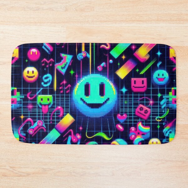 Item preview, Neon Color Emoticons pattern 90s arcade,Vintage Posters,vintage 90s designed and sold by Expressions-Sel.