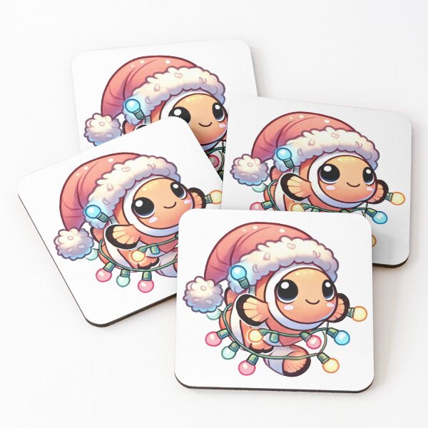 Item preview, Cute Christmas Clownfish with Santa Hat and Holiday Lights designed and sold by lubushop1.