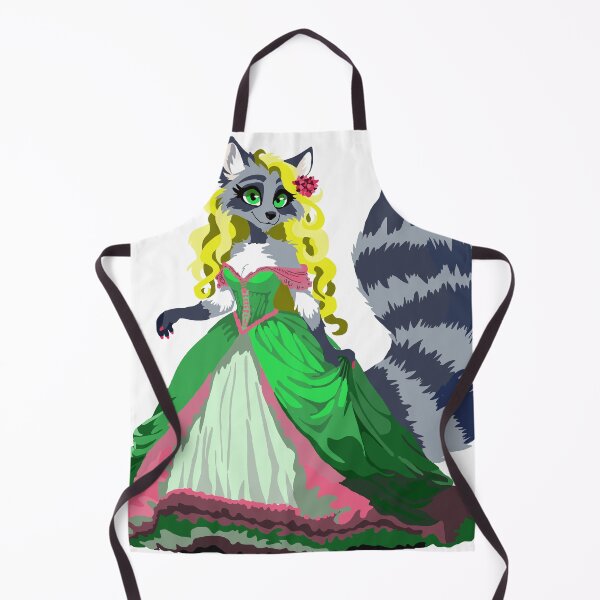 Item preview, Mrs Racoon in Elegant Pink and Green Dress designed and sold by KlakkDrawsStuff.