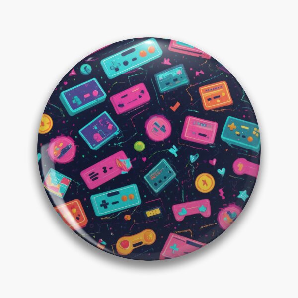 Item preview,  Neon colored joysticks pattern 90s arcade,Vintage Posters,vintage 90s designed and sold by Expressions-Sel.