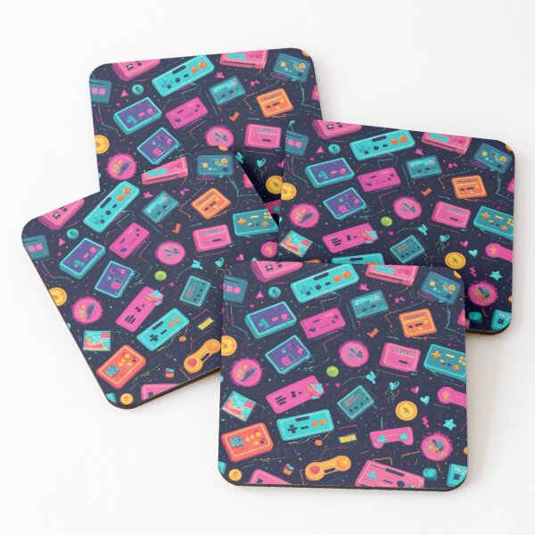Item preview,  Neon colored joysticks pattern 90s arcade,Vintage Posters,vintage 90s designed and sold by Expressions-Sel.