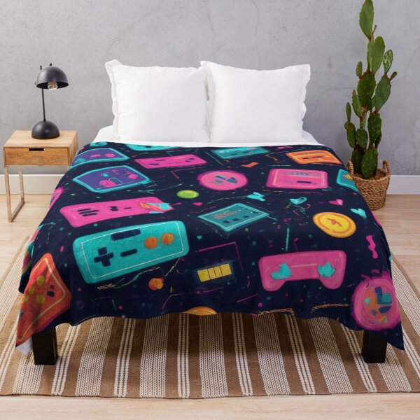 Item preview,  Neon colored joysticks pattern 90s arcade,Vintage Posters,vintage 90s designed and sold by Expressions-Sel.