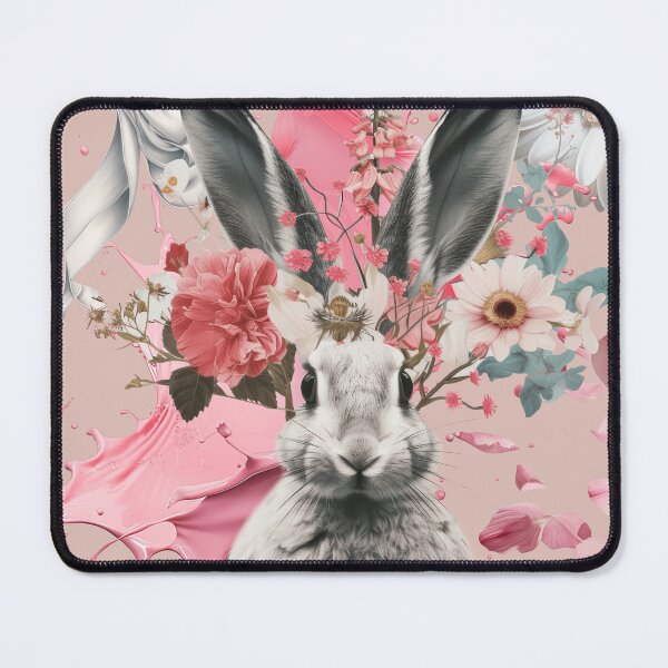 Item preview, Collage Art Pink Flowers Rabbit Surreal Art Collages designed and sold by chrisrivait.
