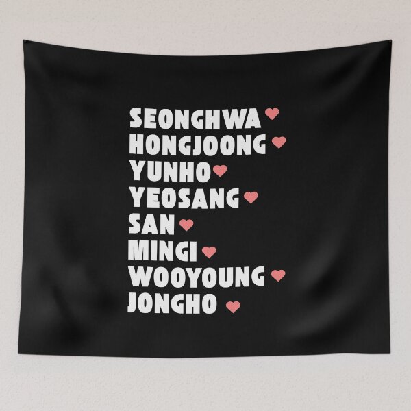 Item preview, ATEEZ with Member Names Kpop Group Design BLACK designed and sold by AJUNICE STUDIO.