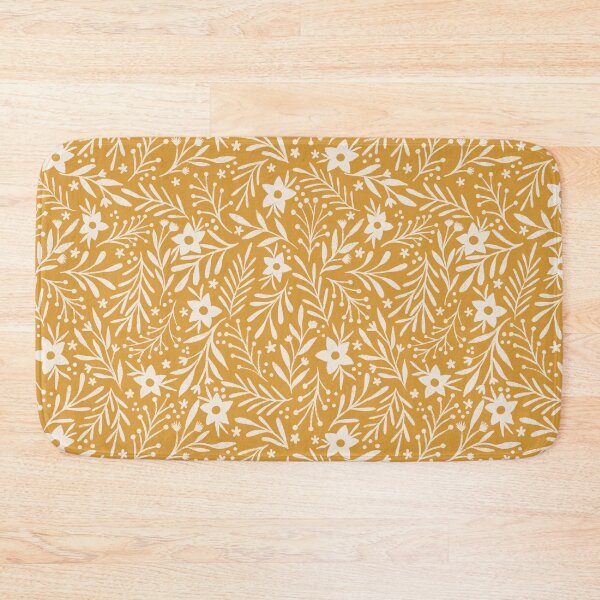 Item preview, Ditsy winter flowers - Mustard yellow and white designed and sold by Illustrated by Nat.