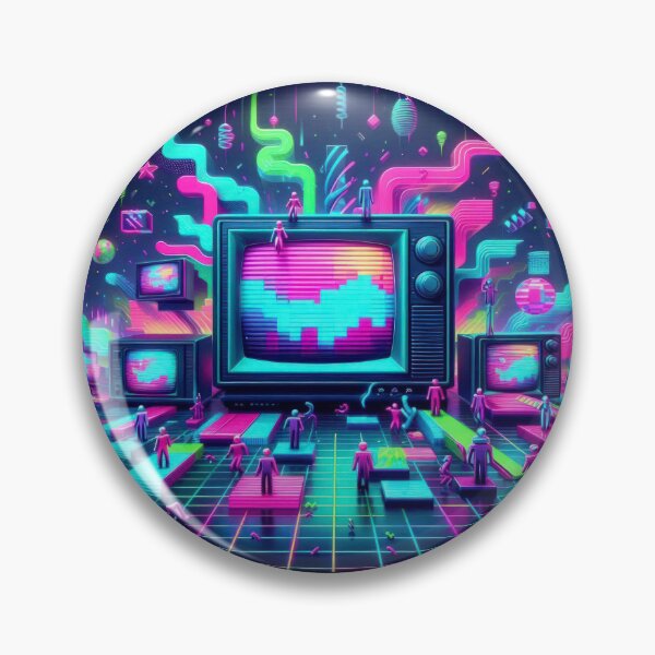 Item preview, Neon colored television set pattern 90s arcade,Vintage Posters,vintage 90s designed and sold by Expressions-Sel.