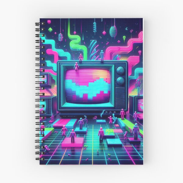 Item preview, Neon colored television set pattern 90s arcade,Vintage Posters,vintage 90s designed and sold by Expressions-Sel.