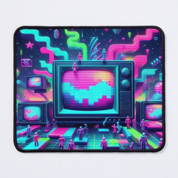 Item preview, Neon colored television set pattern 90s arcade,Vintage Posters,vintage 90s designed and sold by Expressions-Sel.