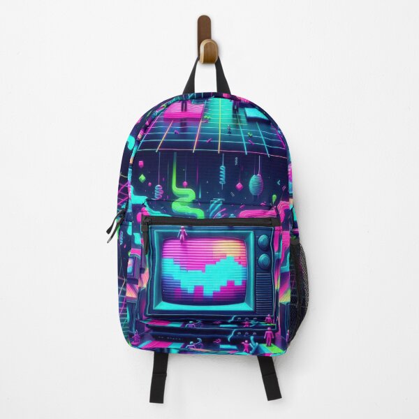 Item preview, Neon colored television set pattern 90s arcade,Vintage Posters,vintage 90s designed and sold by Expressions-Sel.
