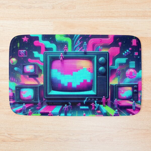 Item preview, Neon colored television set pattern 90s arcade,Vintage Posters,vintage 90s designed and sold by Expressions-Sel.