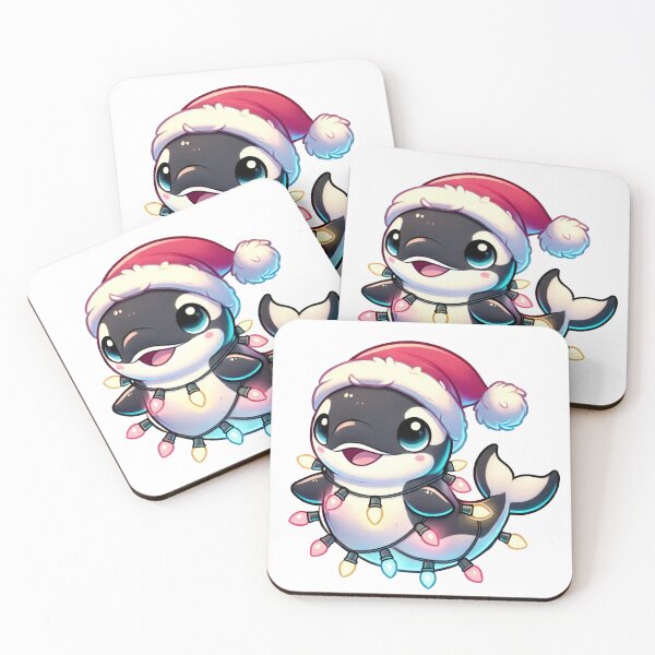 Item preview, Christmas Orca in Santa Hat with Holiday Lights designed and sold by lubushop1.
