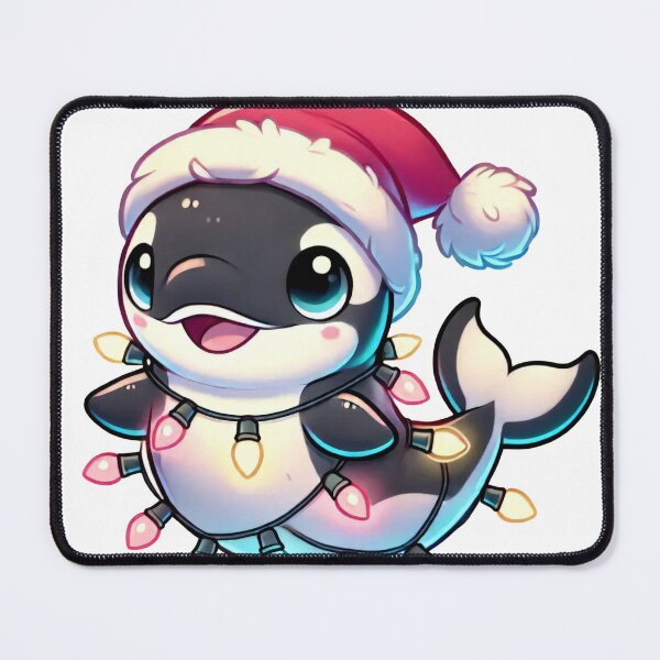 Item preview, Christmas Orca in Santa Hat with Holiday Lights designed and sold by lubushop1.