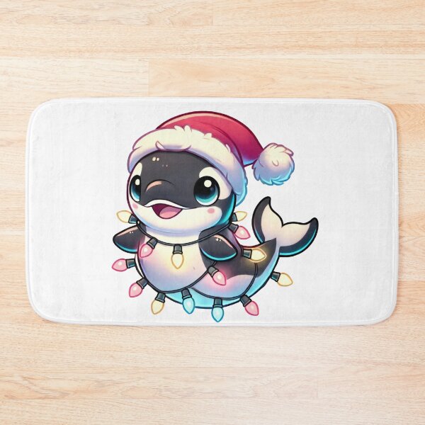 Item preview, Christmas Orca in Santa Hat with Holiday Lights designed and sold by lubushop1.