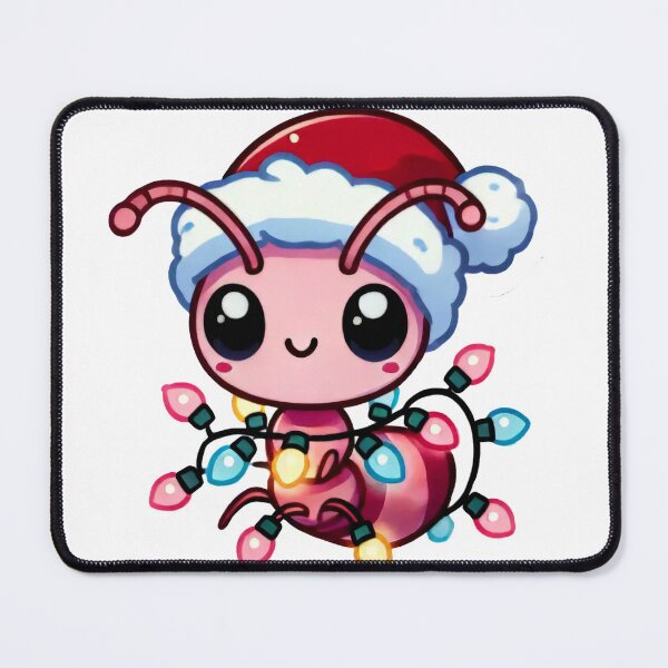 Item preview, Kawaii Christmas Ant with Santa Hat and Holiday Lights designed and sold by lubushop1.