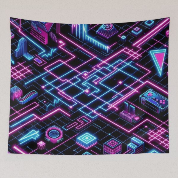 Item preview, neon Graphics Lines pattern 90s arcade,Vintage Posters,vintage 90s designed and sold by Expressions-Sel.