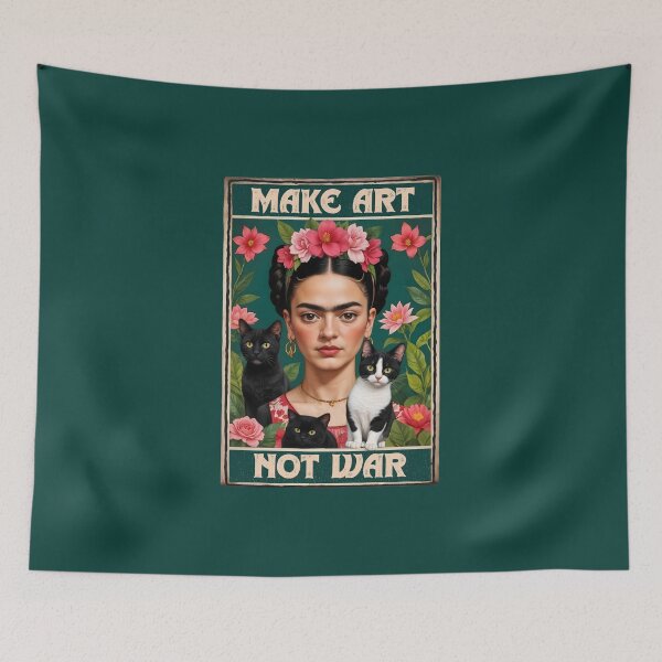 Item preview, Vintage  Decor Frida Kahlo art  Black cat and  flowers designed and sold by TeeARTHY.