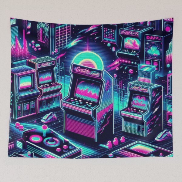 Item preview, neon Retro Game Machine pattern 90s arcade,Vintage Posters,vintage 90s designed and sold by Expressions-Sel.