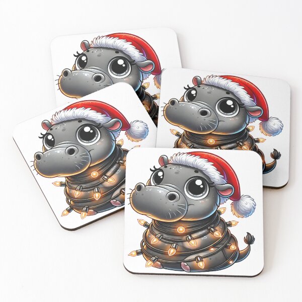 Item preview, Hippo in Santa Hat with Christmas Lights designed and sold by AIARTIST1.