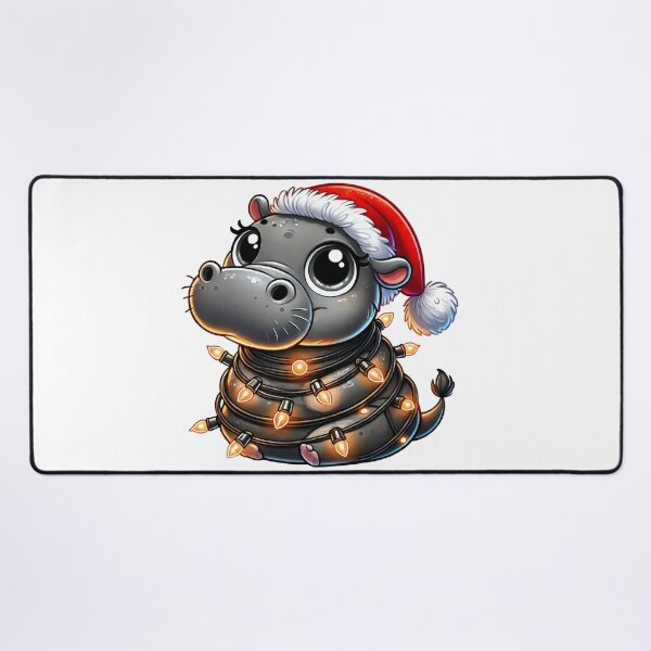 Item preview, Hippo in Santa Hat with Christmas Lights designed and sold by AIARTIST1.