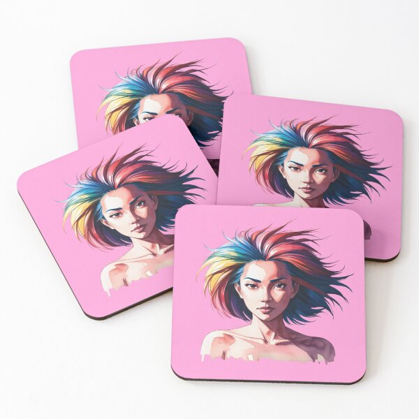 Item preview, Watercolor girl with colorful hair designed and sold by ArthieArts.