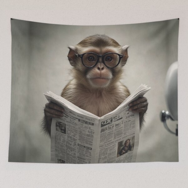 Item preview, Capuchin Monkey Reading Newspaper on Toilet designed and sold by vk09.
