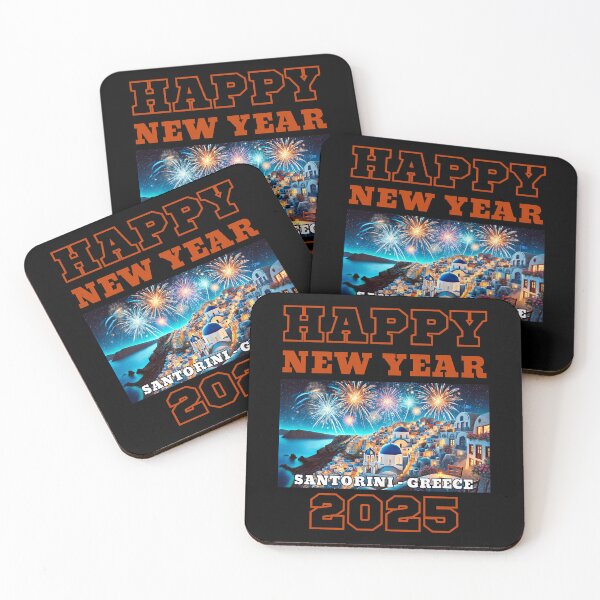 Item preview, Happy New Year 2025 - Santorini - Red/Brown Edition designed and sold by Manic Merch Designs.