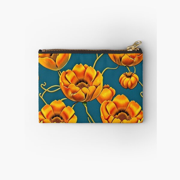 Item preview, Bright Orange Buds on a Blue Background. Passion designed and sold by Art in Bloom.