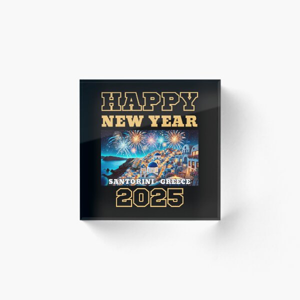 Item preview, Happy New Year 2025 - Santorini - Yellow Edition designed and sold by Manic Merch Designs.