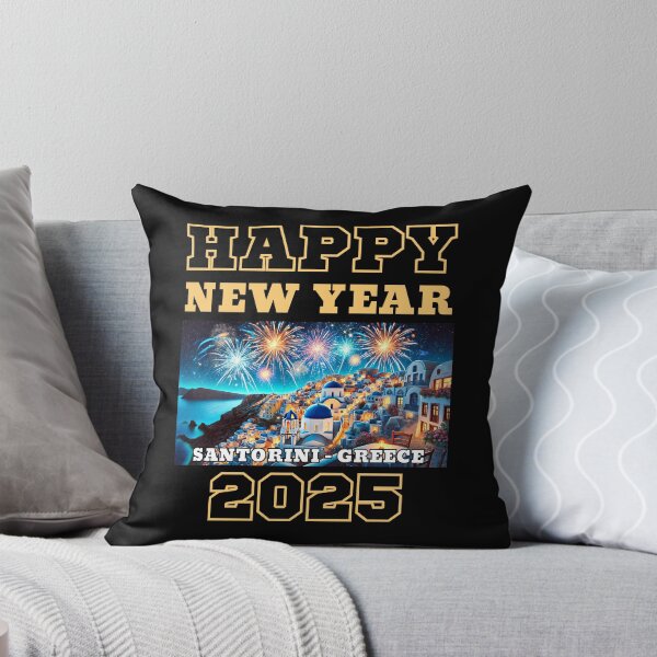 Item preview, Happy New Year 2025 - Santorini - Yellow Edition designed and sold by Manic Merch Designs.