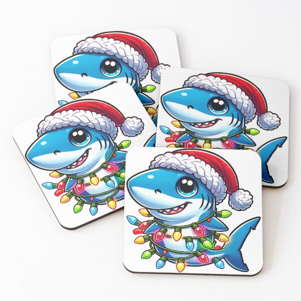 Item preview, Shark in Santa Hat with Multicolor Christmas Lights designed and sold by AIARTIST1.