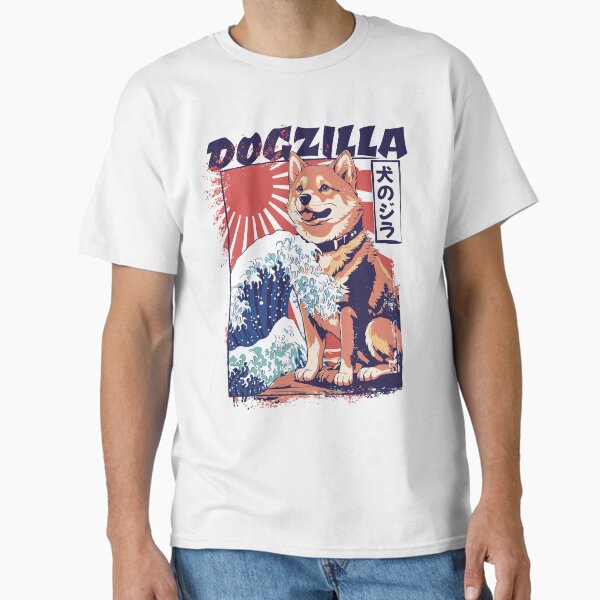 Item preview, Dogzilla Shiba Inu Wave - Retro Japanese Inspired Dog Art  designed and sold by DrawHandArt.