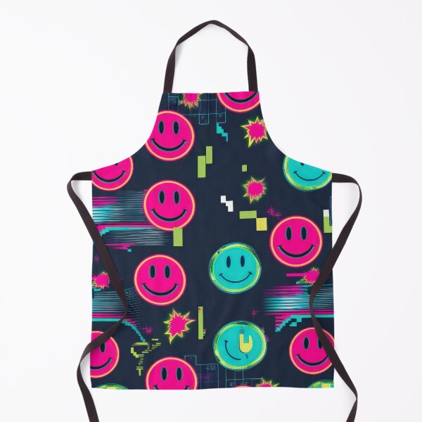 Item preview, neon Retro Pink Smiley Emoji pattern 90s arcade,Vintage Posters,vintage 90s designed and sold by Expressions-Sel.