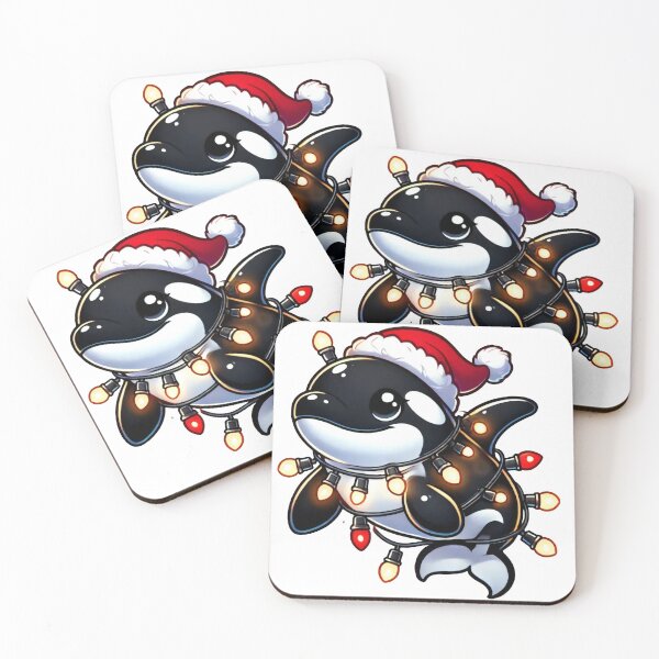 Item preview, Orca Whale in Santa Hat with Christmas Lights designed and sold by AIARTIST1.