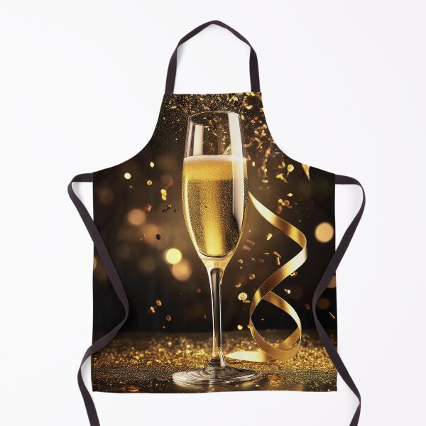 Item preview, A flute of Sparkling wine with festive confetti and gold ribbons designed and sold by homydesign.