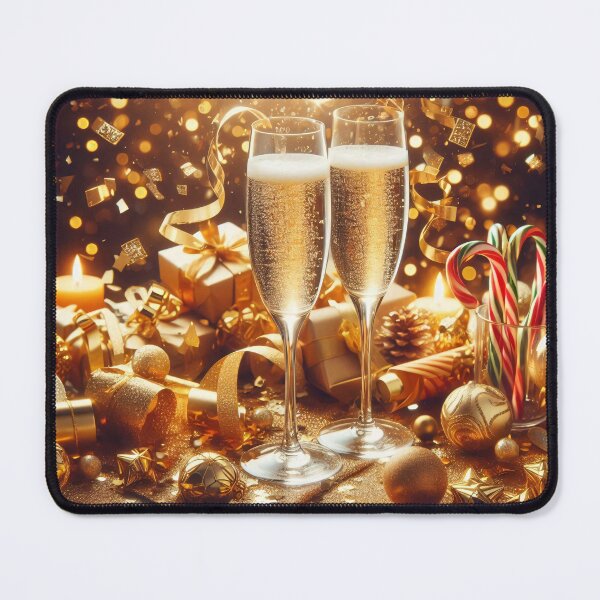 Item preview, Two glasses of Sparkling wine with Christmas decorations and confett designed and sold by homydesign.