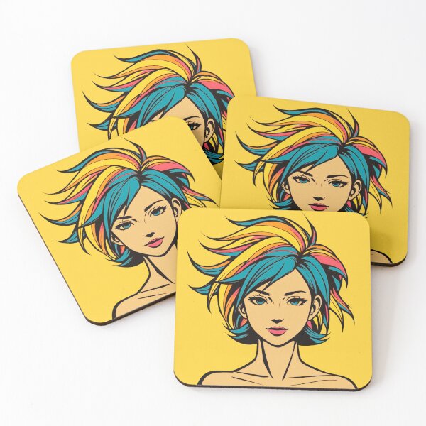 Item preview, Pop art girl with colorful hair designed and sold by ArthieArts.