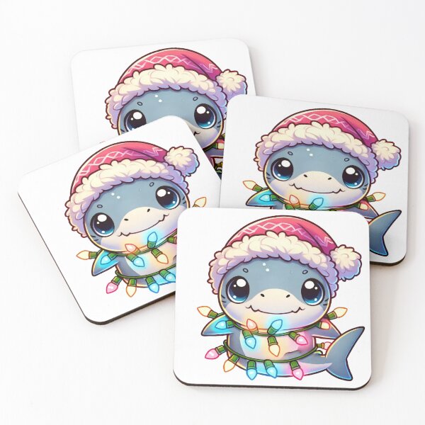 Item preview, Cute Christmas Shark with Santa Hat and Festive Lights designed and sold by lubushop1.
