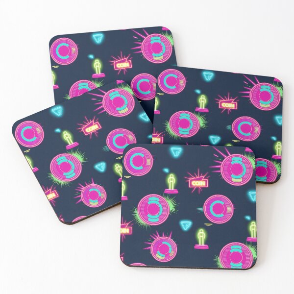 Item preview, neon Retro Pink Coins pattern 90s arcade,Vintage Posters,vintage 90s designed and sold by Expressions-Sel.