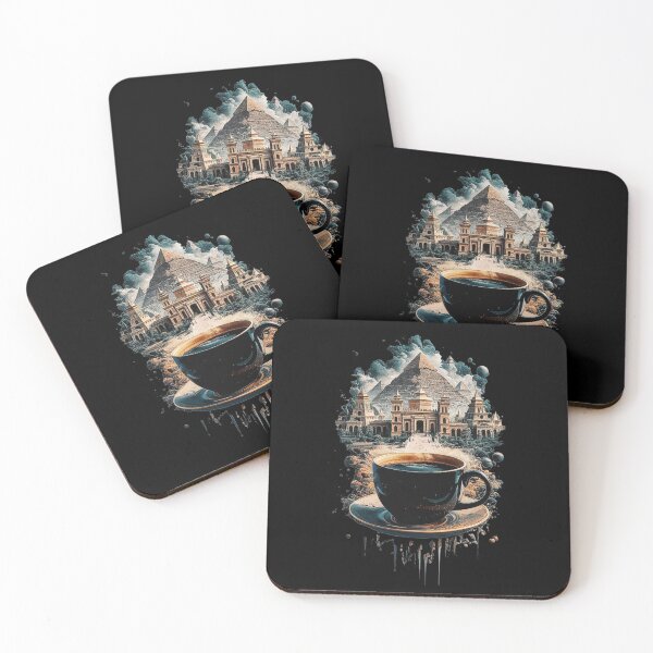 Item preview, Coffee Cup and Ancient Pyramids – Surreal Dreamscape Art designed and sold by love3617.