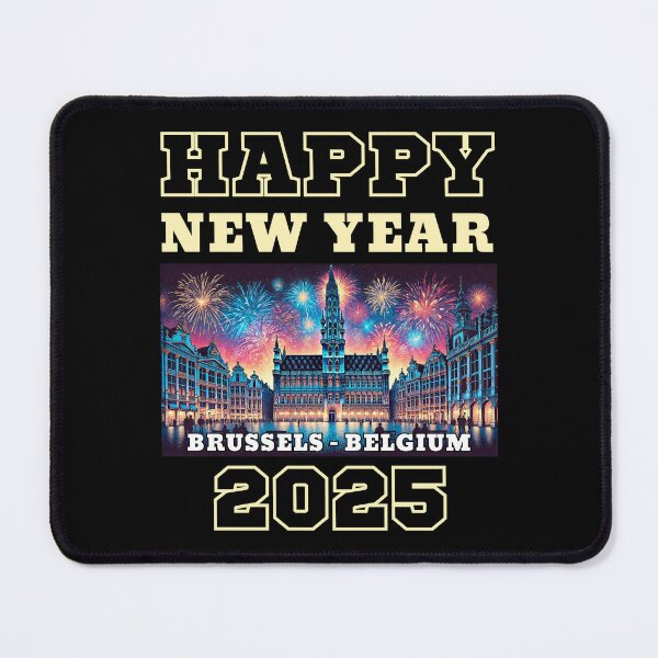 Item preview, Happy New Year 2025 - Brussels - Yellow Edition designed and sold by Manic Merch Designs.