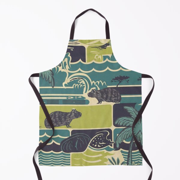 Artikelvorschau, Minimalistischer abstrakter Capybara-Druck am Meer | Grün- und Gelbtöne | Von der Natur inspirierte Kunst entworfen und verkauft von SixElements.