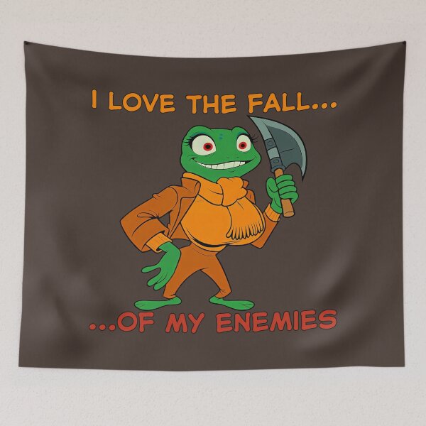Item preview, I Love the Fall... of My Enemies – Busty Furry Frog with Axe designed and sold by BaxInke.
