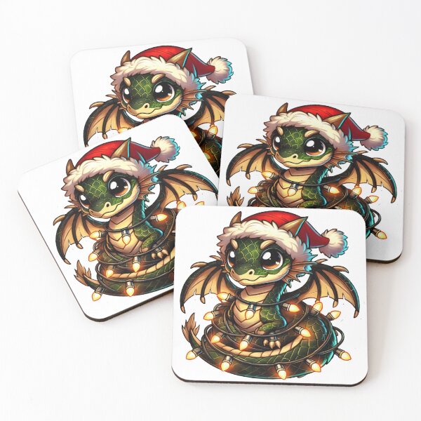 Item preview, Christmas Dragon with Santa Hat and Festive Lights designed and sold by AIARTIST1.
