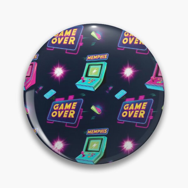 Item preview, neon Retro The game is over pattern on a dark background 90s arcade,Vintage Posters,vintage 90s designed and sold by Expressions-Sel.