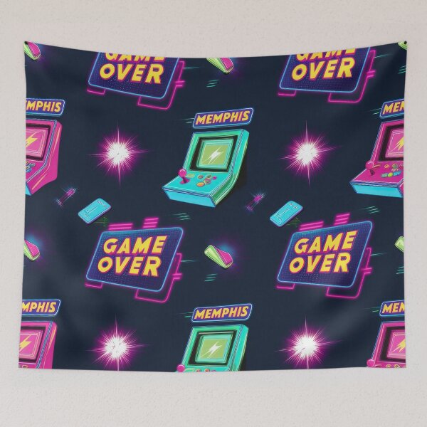 Item preview, neon Retro The game is over pattern on a dark background 90s arcade,Vintage Posters,vintage 90s designed and sold by Expressions-Sel.