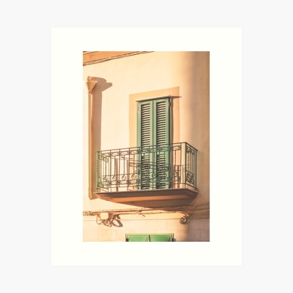 Item preview, Puglia, Italy I Photography of window and shutters of a building facade bathed in summer sunlight and iron balconies in the streets of Bari with a Mediterranean touch as in Rome, Milan or Venice designed and sold by Julie Travel Photography.