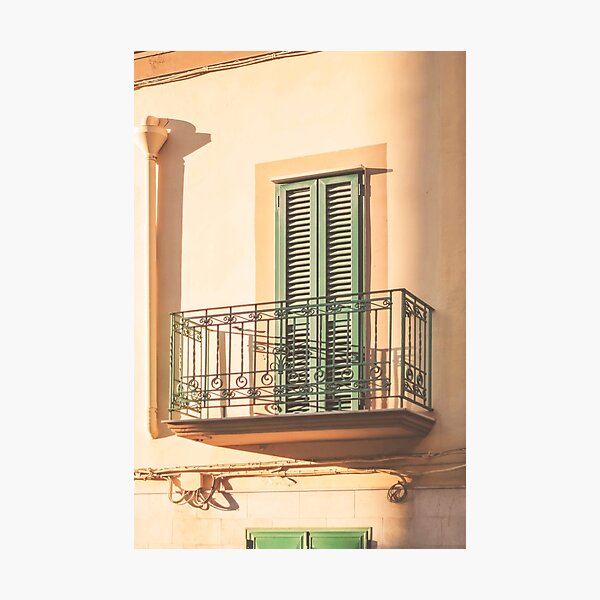 Item preview, Puglia, Italy I Photography of window and shutters of a building facade bathed in summer sunlight and iron balconies in the streets of Bari with a Mediterranean touch as in Rome, Milan or Venice designed and sold by Julie Travel Photography.