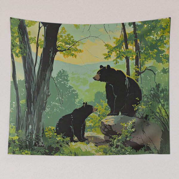 Item preview, Black Bears| Vintage Travel Poster|National Parks designed and sold by MaryFiore.