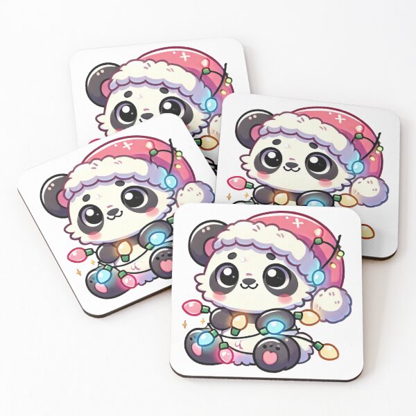 Item preview, Festive Panda Christmas Design with Santa Hat and Holiday Lights designed and sold by lubushop1.